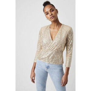 NWT French Connection Sequin Wrap top Size 2